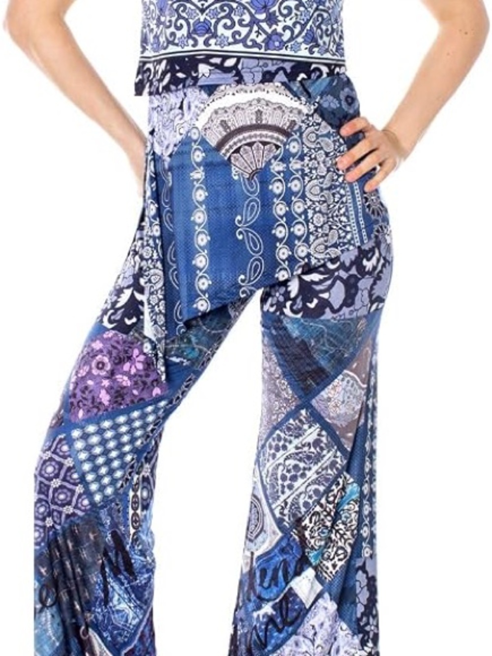 Desigual Candice Patchwork Jumpsuit Tiered Wide Leg Flare